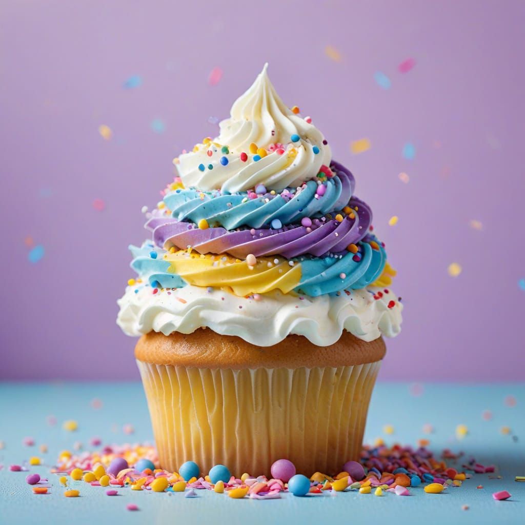 Cupcake Topped with Rhyming Word Sprinkles