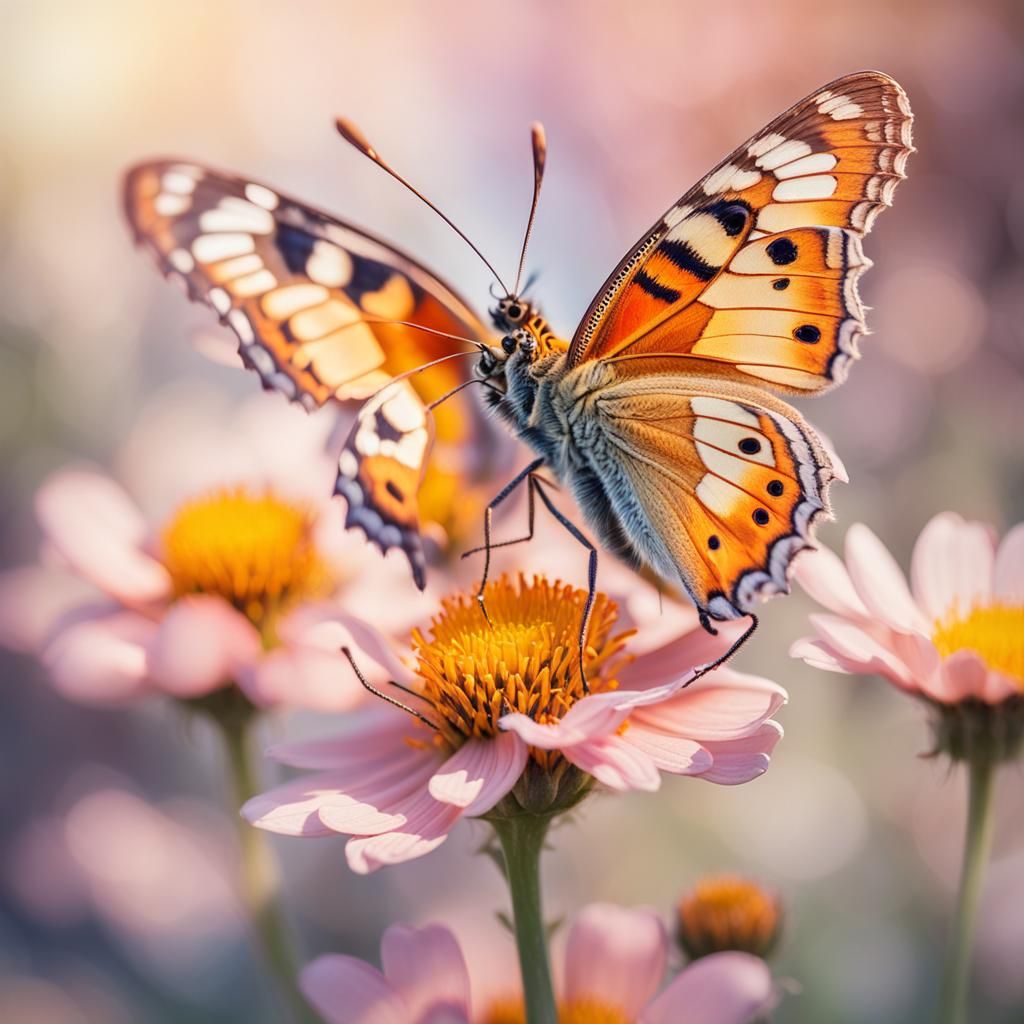 Macro Butterfly in Impressionist Oil Painting Style