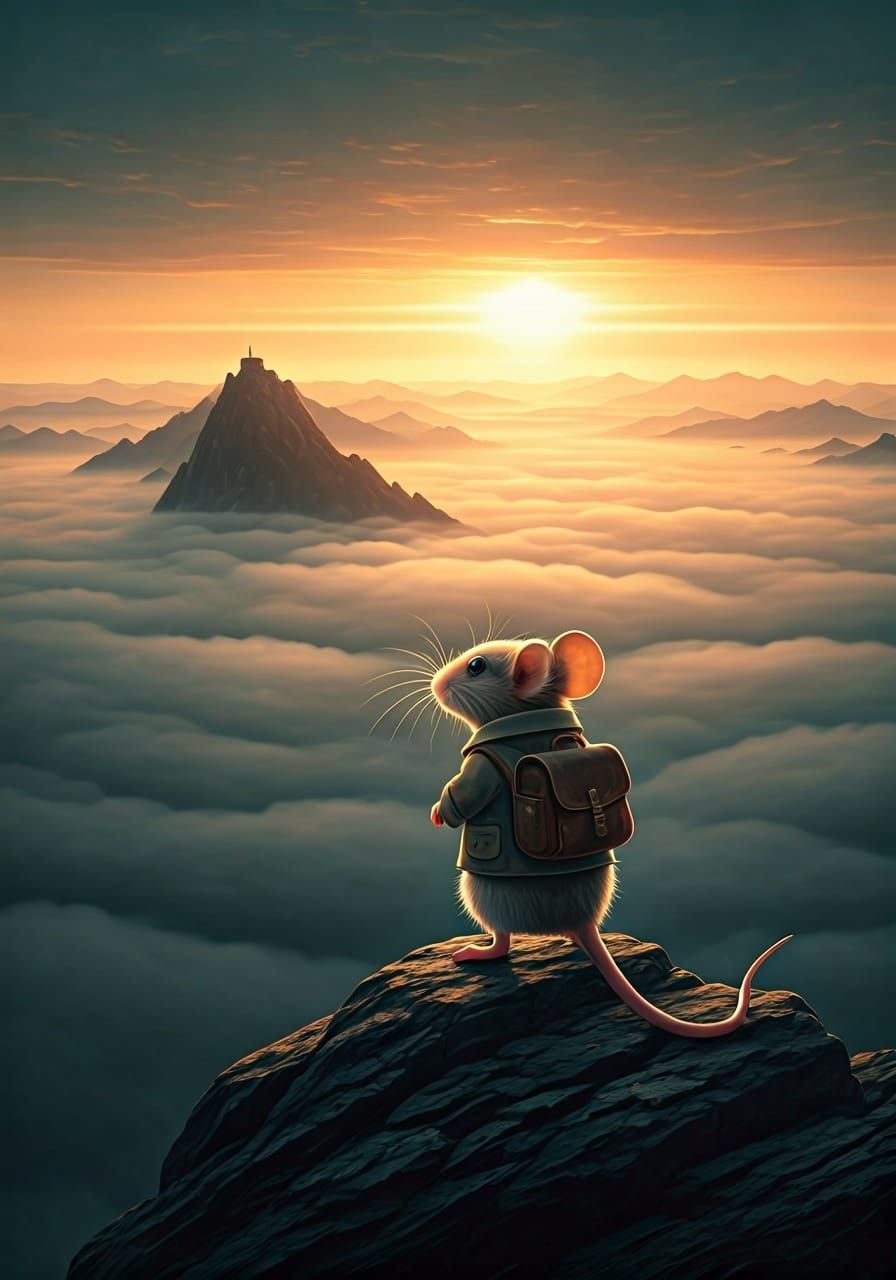 Mouse Explorer Gazing at Foggy World