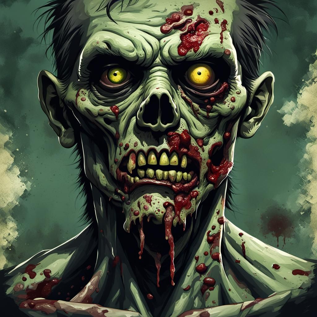 Menacing Zombie Portrait in Digital Art Style