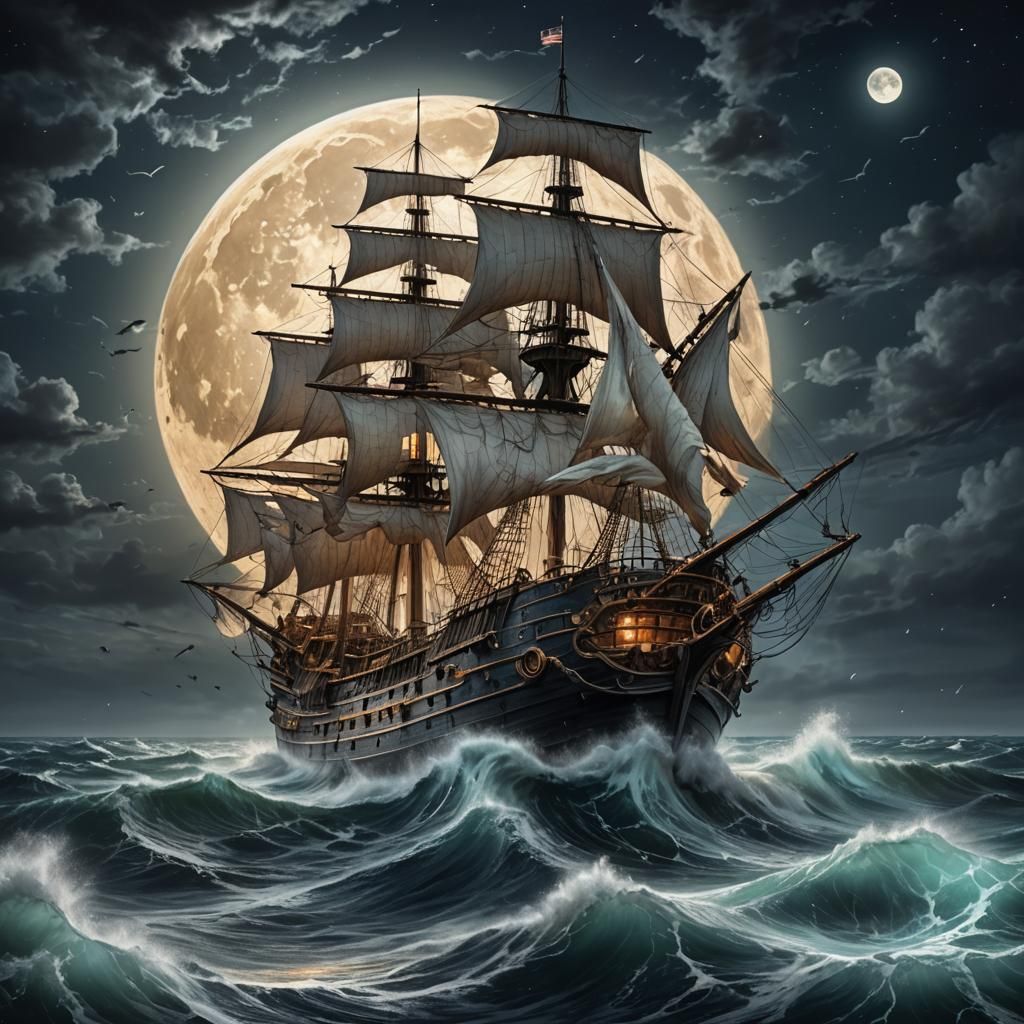 Full Moon and Ship