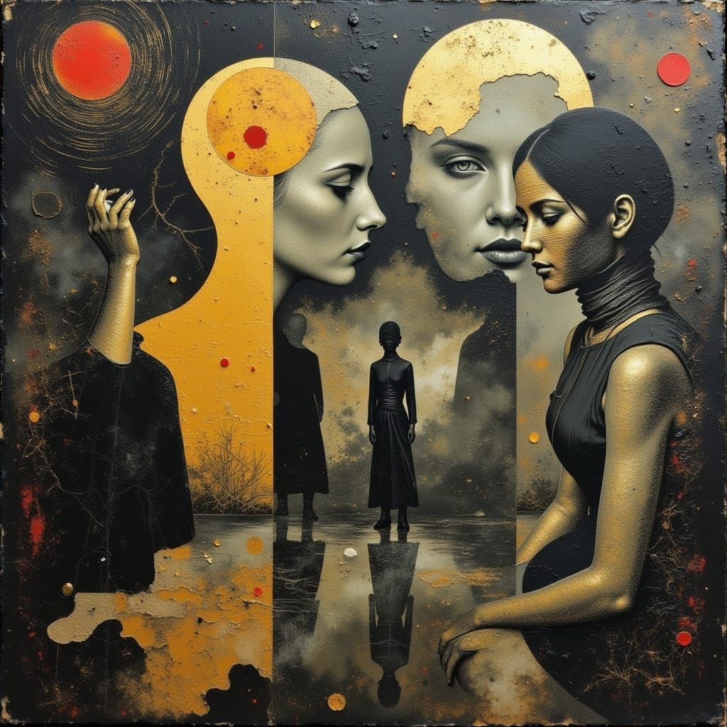 Surreal Fractured Mirrors Reflecting Distorted Realities