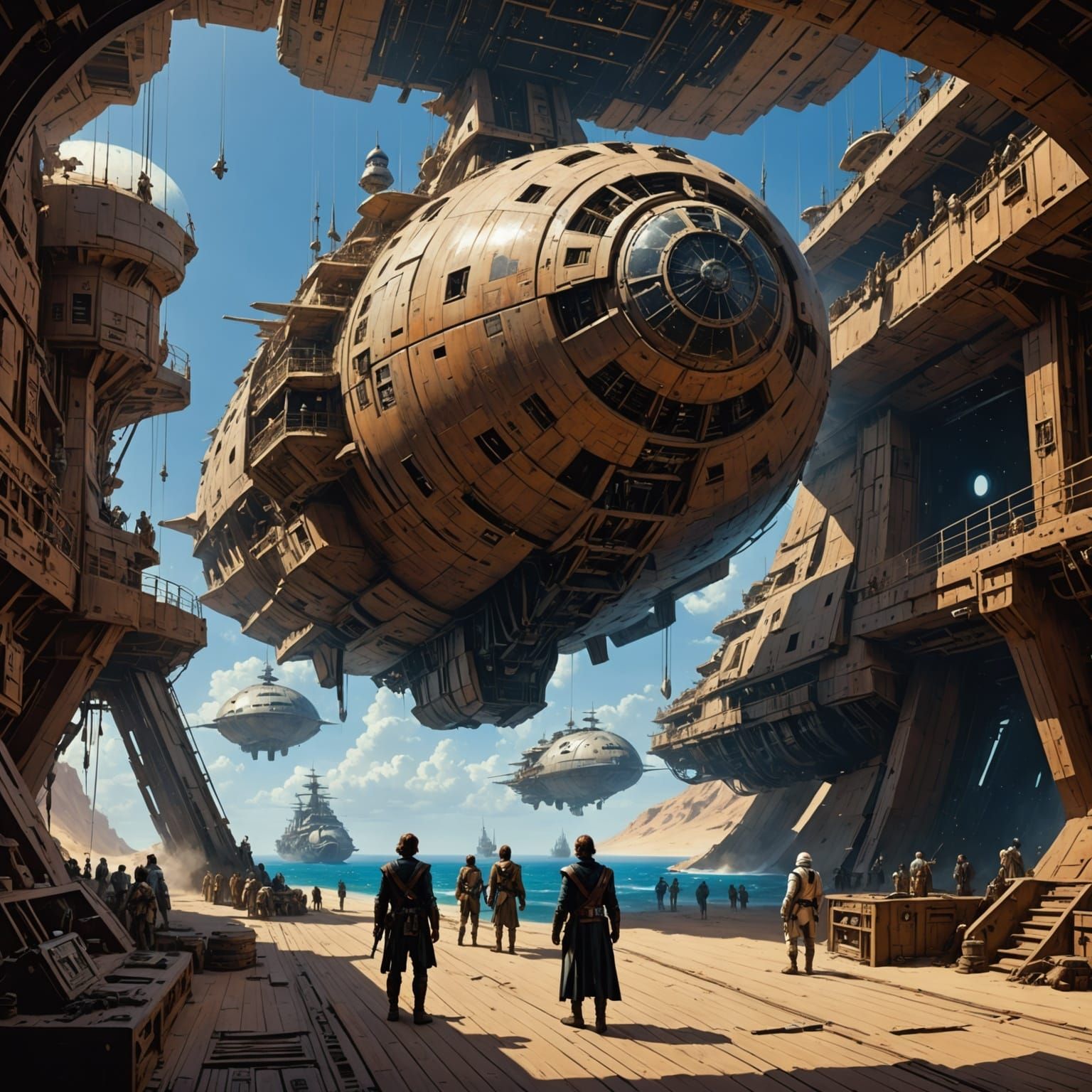 Epic Space Pirates on an Ancient Vessel in a Galactic Shipya...