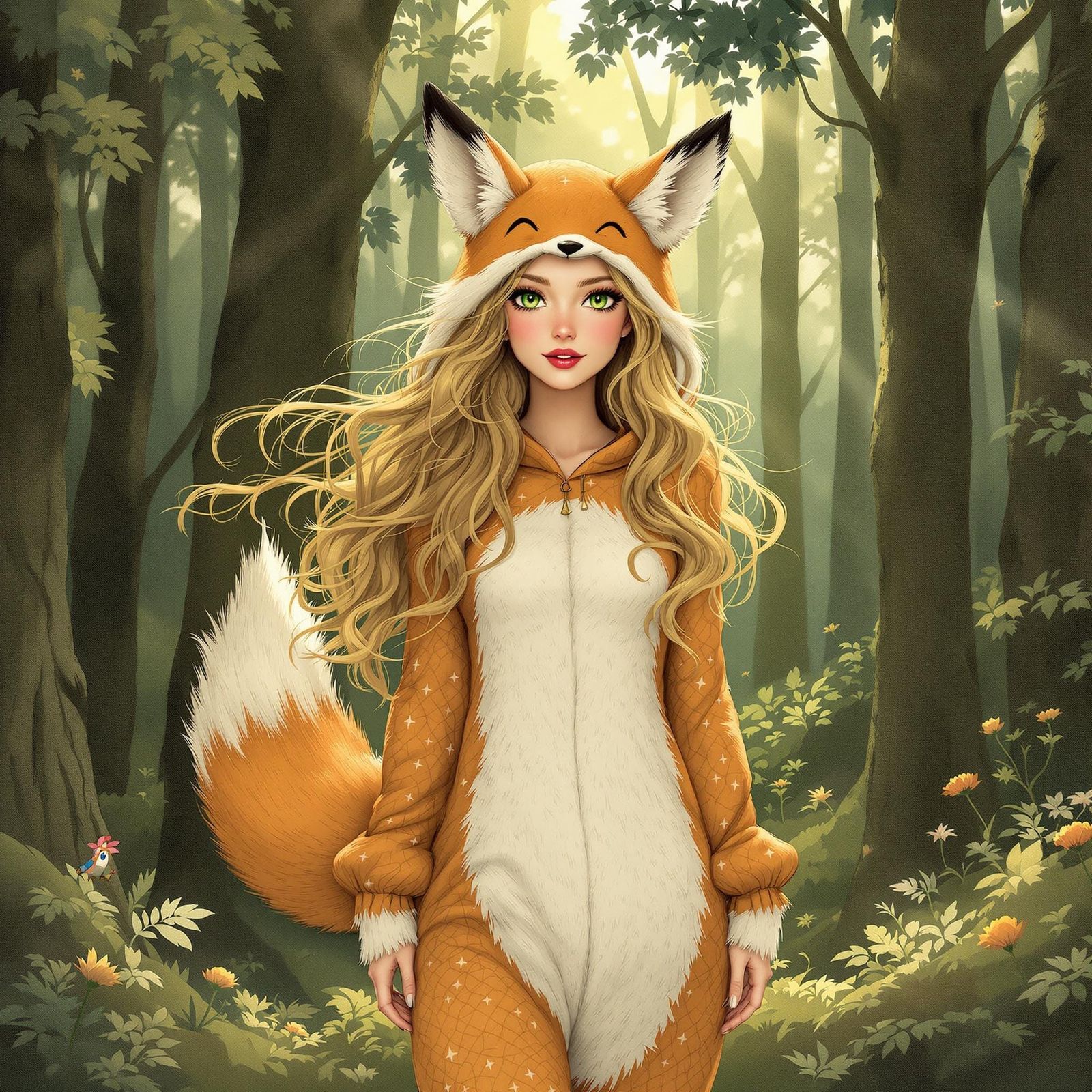 Enchanted Forest Encounter with a Mystical Fox Maiden