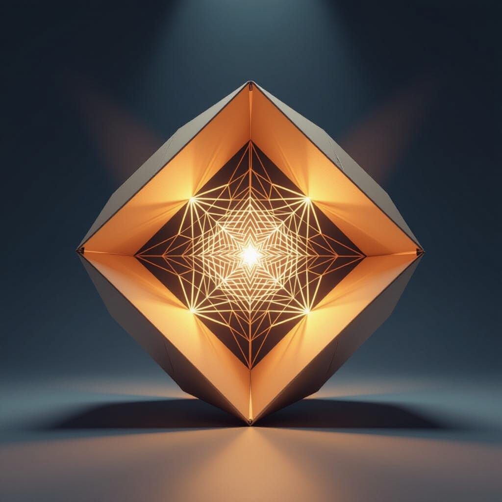 Box Unfolds Into Geometric Cross in Minimalist 3D Style