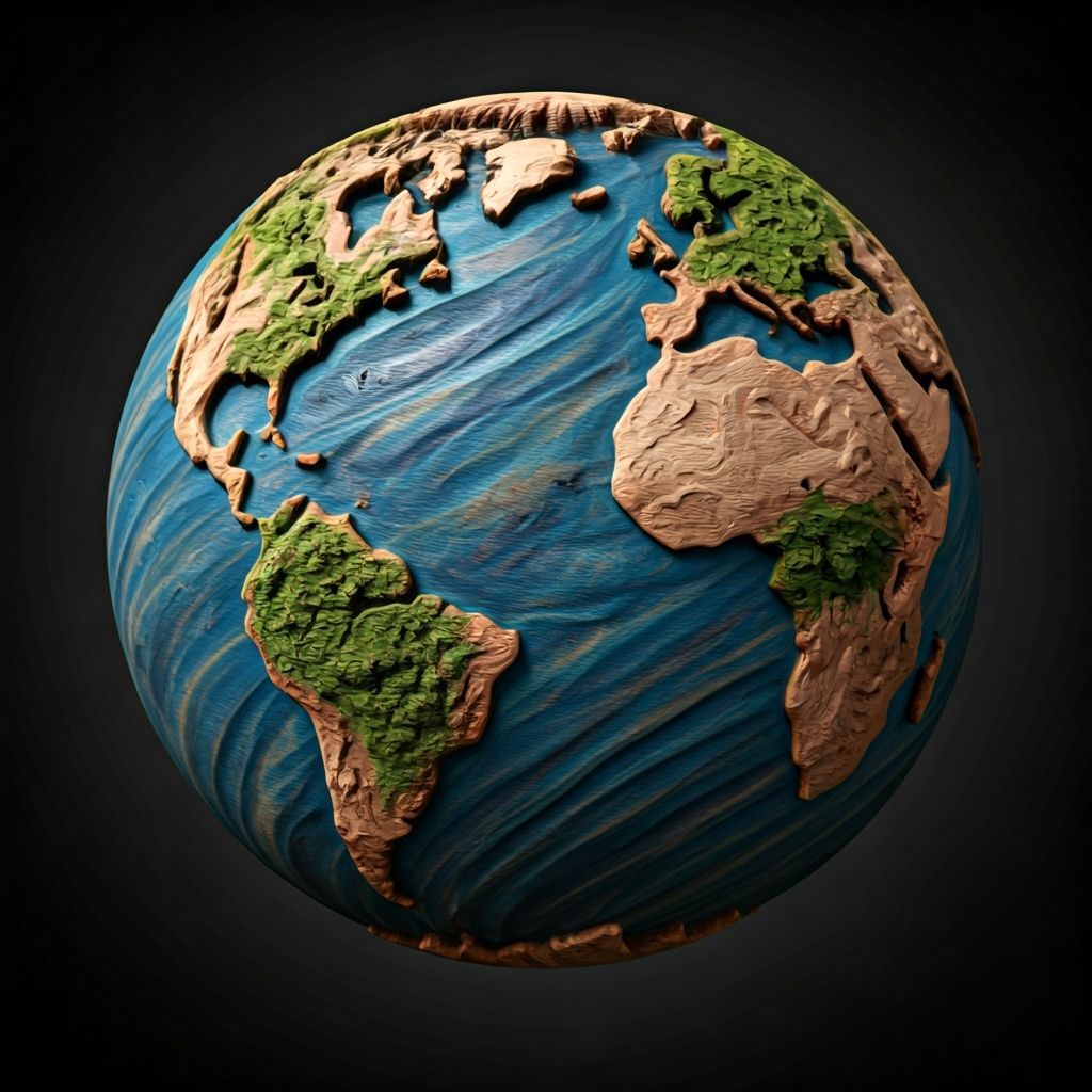 Intricate Wood Carving Depicts Planet Earth