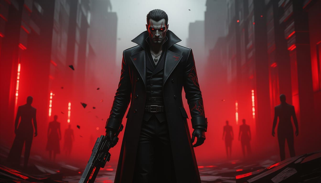 Menacing Villain in Devastated Landscape: Cinematic Concept ...