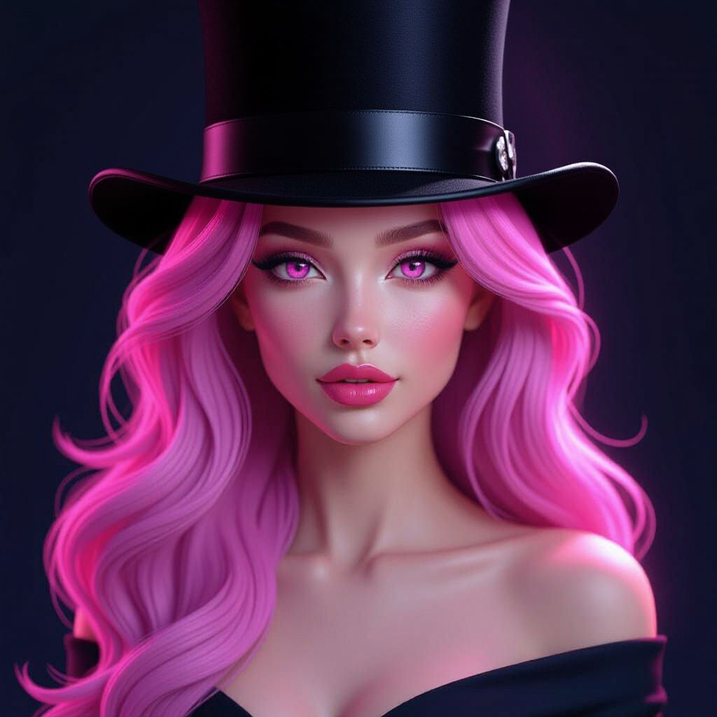 Glamorous Woman with Pink Accents in 3D