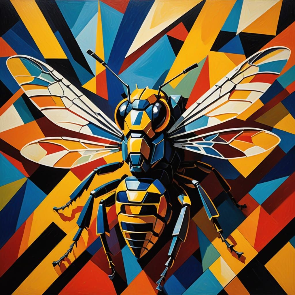 Cubist Masterpiece of a Wasp's Fragmented Form