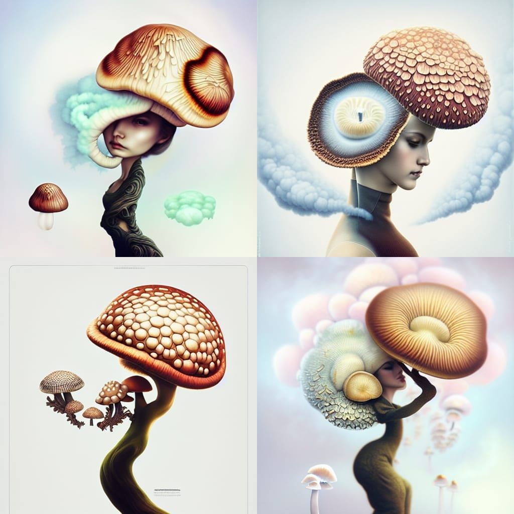 Surreal Fungi Art with Fractal Elements