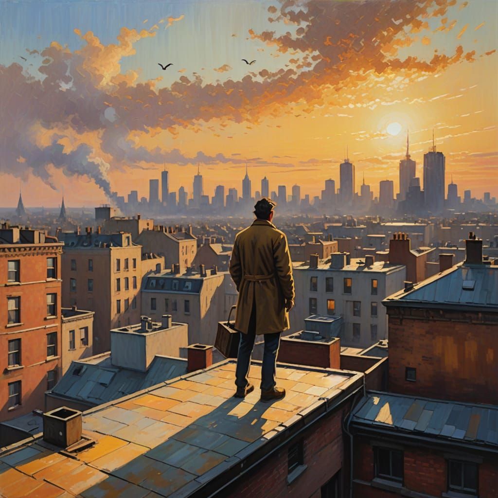 City Awakening in Vibrant Impressionist Style