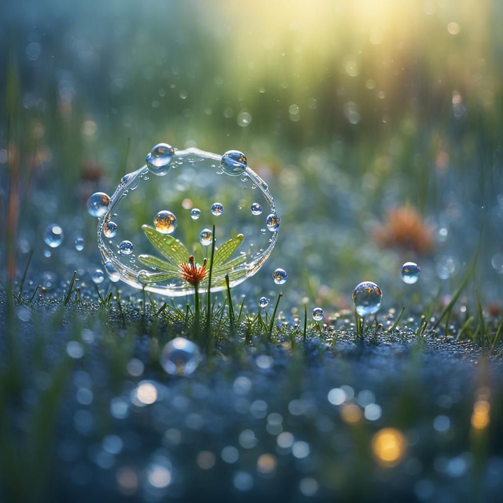 Ethereal Dew Drops: Enchanting Beauty and Light