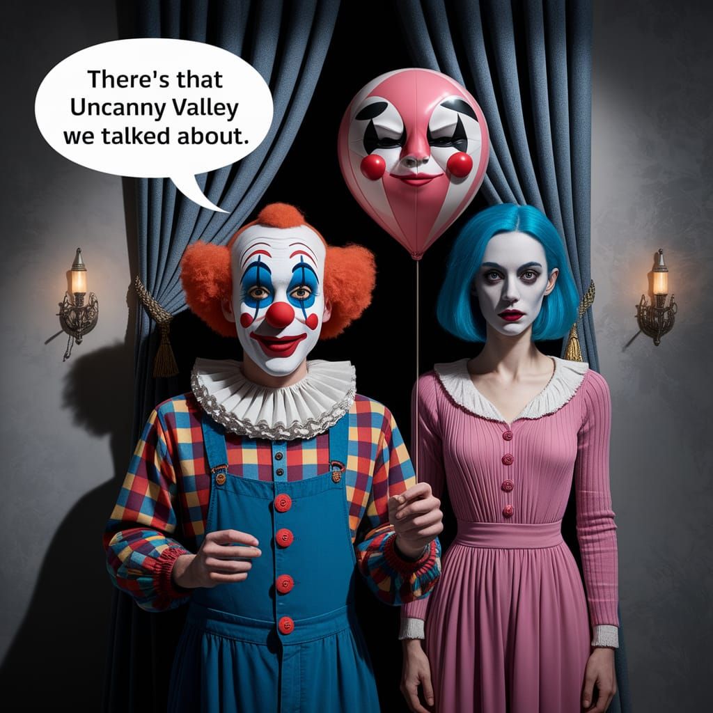 Creepy Clown Caption Bubble in Uncanny Valley