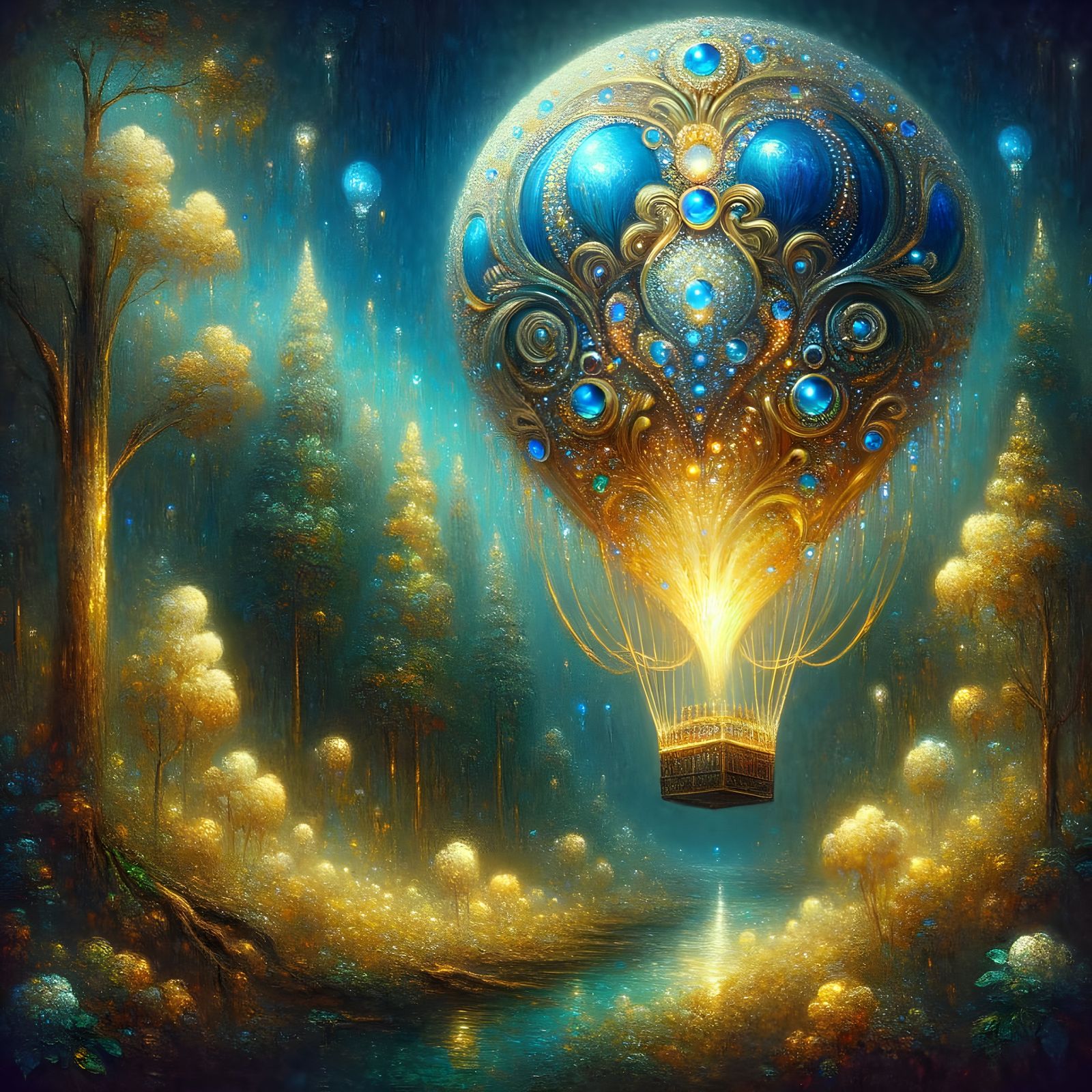 Blue & Gold hot air balloon