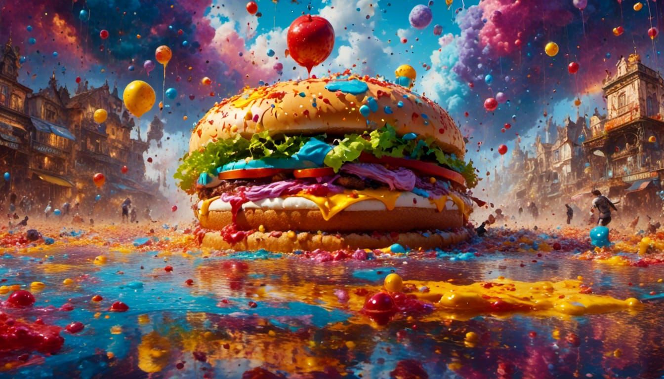Hyperrealistic McDonald's Food Splash Art
