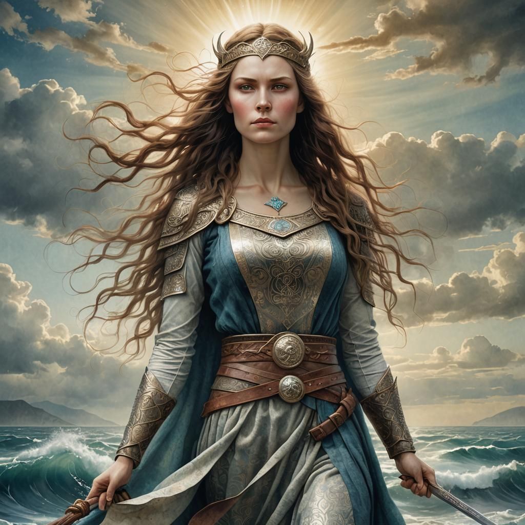 Fierce Viking Woman Warrior in Catrin Welz-Stein Style
