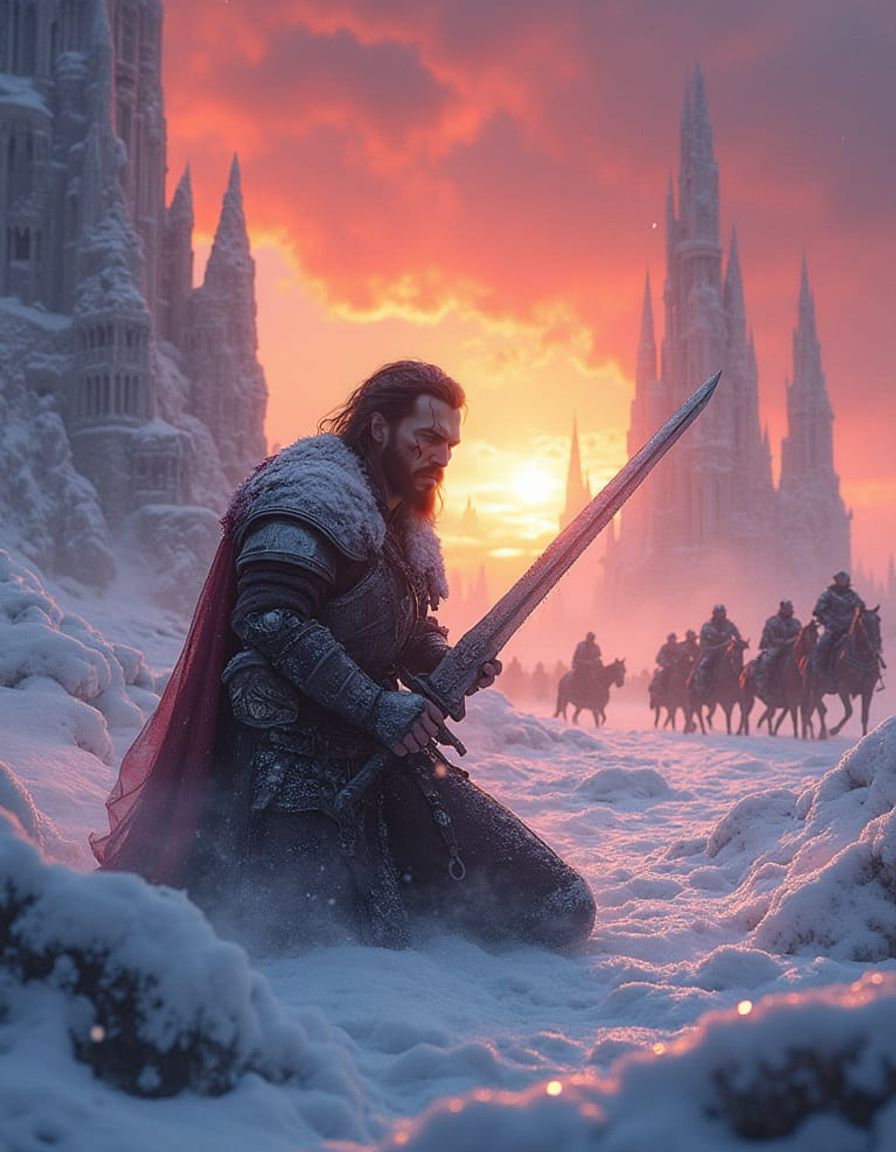 Frozen Ominous Winter Kingdom in Dark Fantasy Style