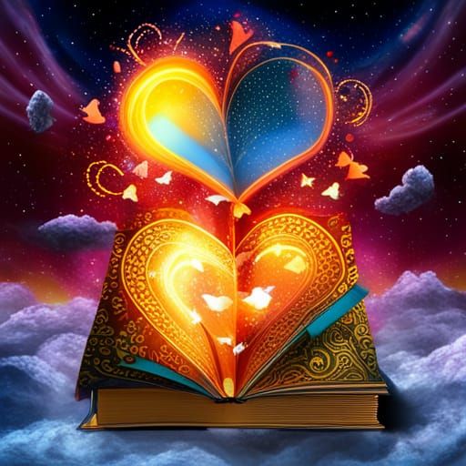 Cosmic Books in a Surreal Mixed Media Landscape