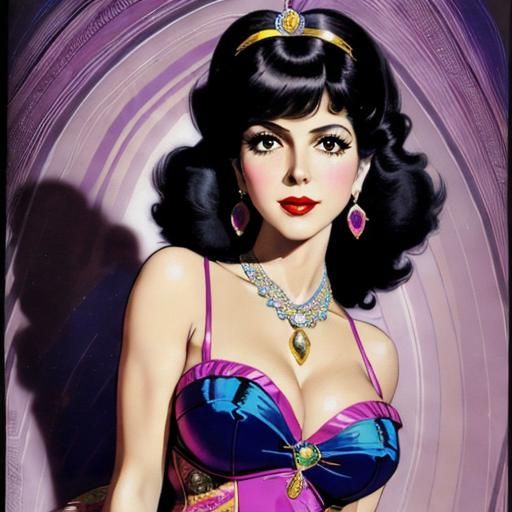 Marisa Tomei as Betty Rubble in Vintage Illustration Style