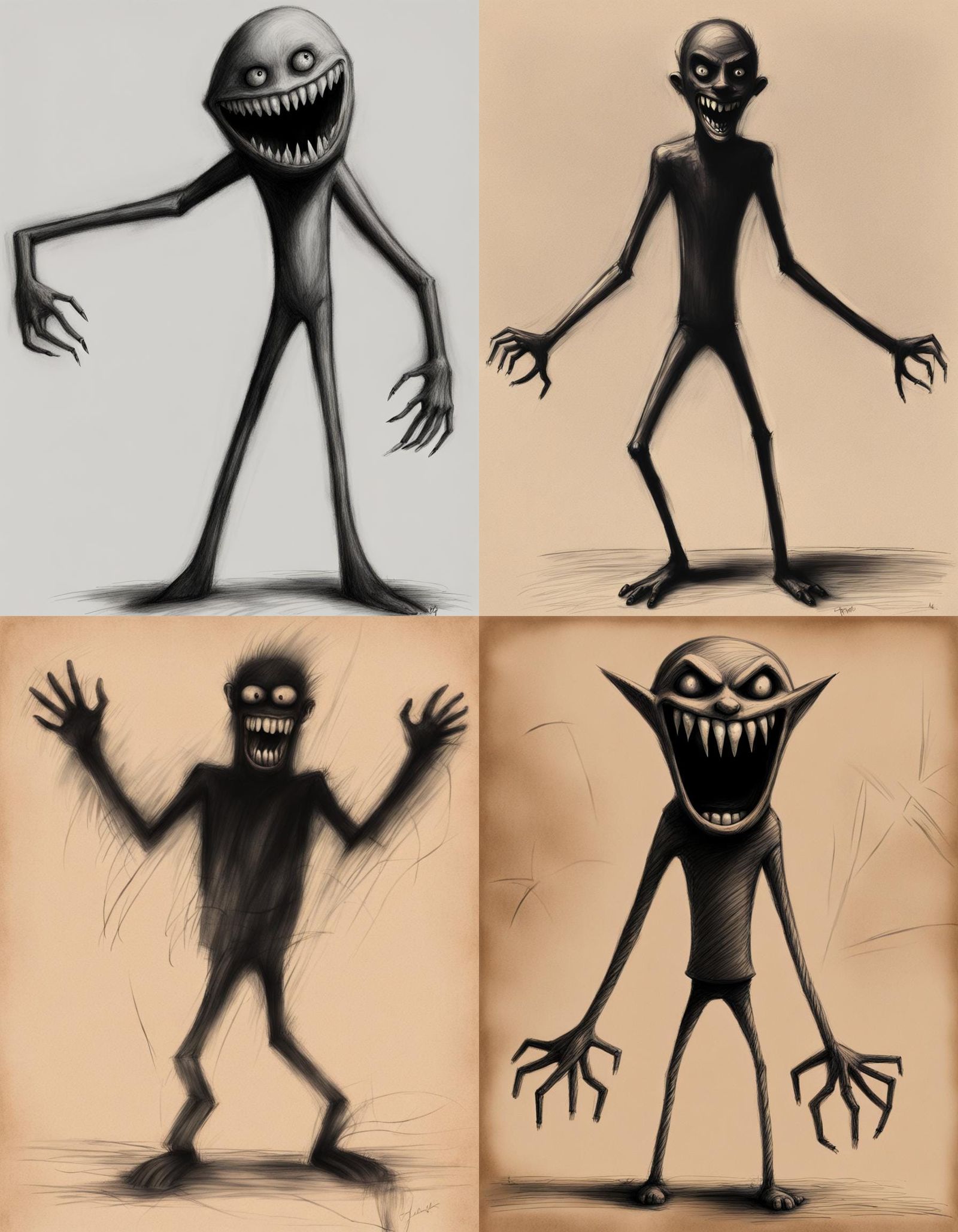 Creepy Police Sketch of Shadow Humanoid