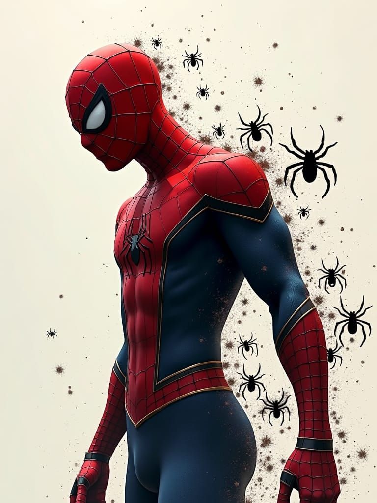 Spider-Man Double Exposure with Spiders in Manhwa Style
