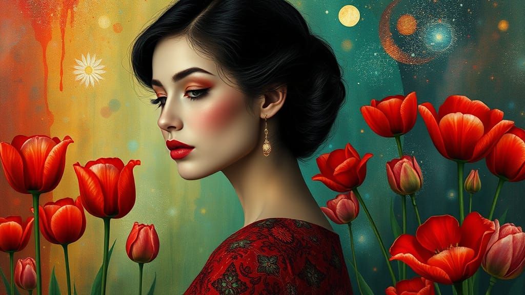 Ethereal Goddess of Nature and Cosmos in Liquid Opal