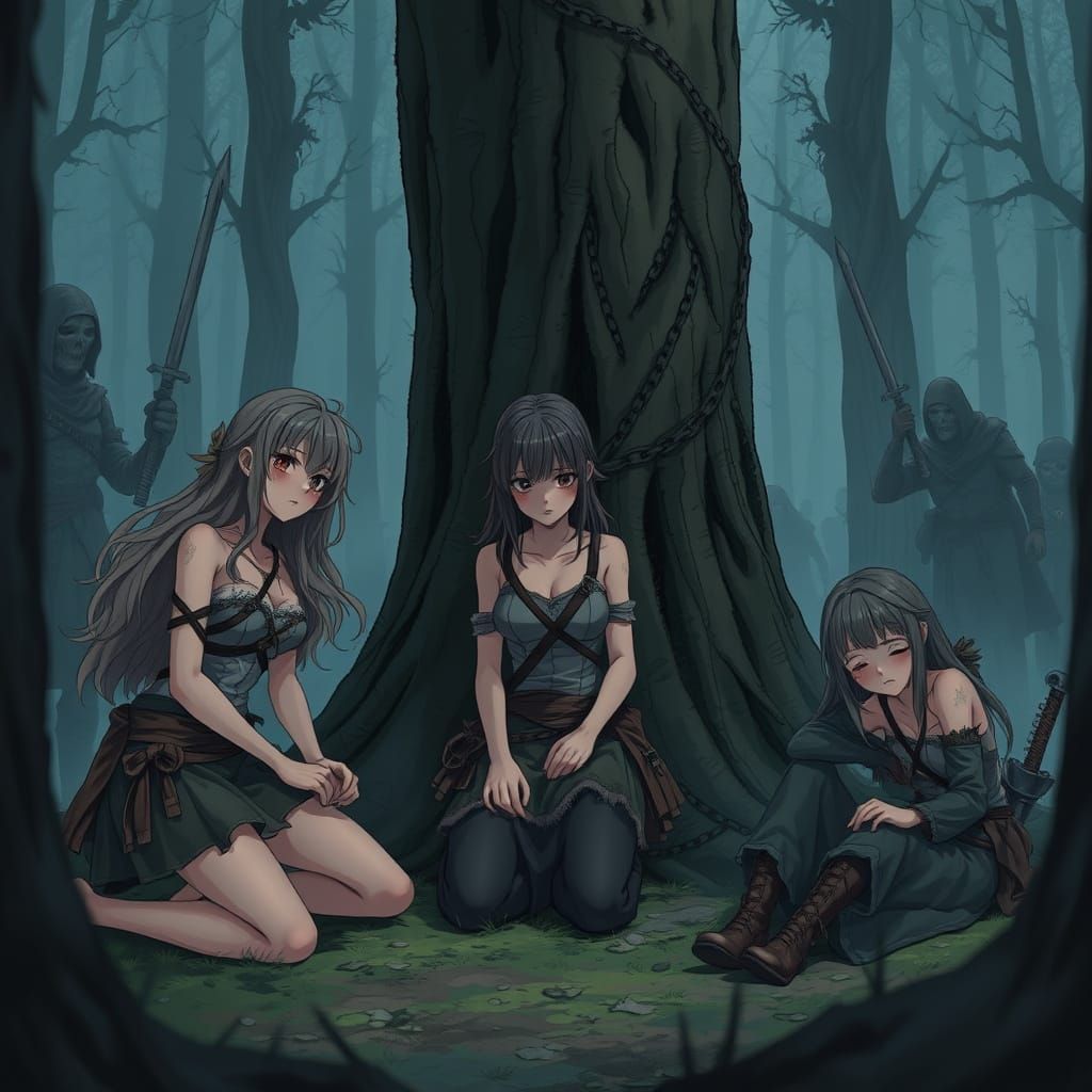 Anime-Style: Bandits Ambush Weary Female Adventurers