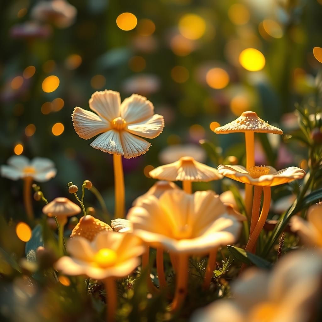 Enchanted Garden with Luminescent Flora and Fireflies