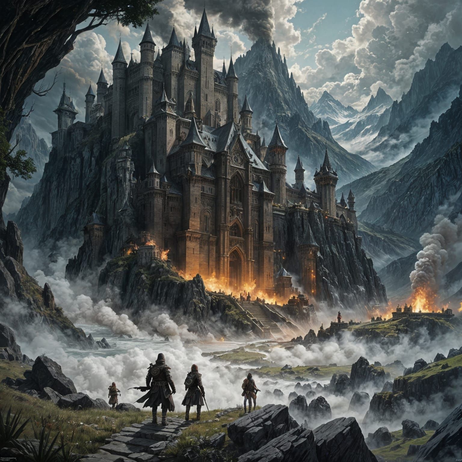 Epic Bandit Fortress in High Fantasy Style