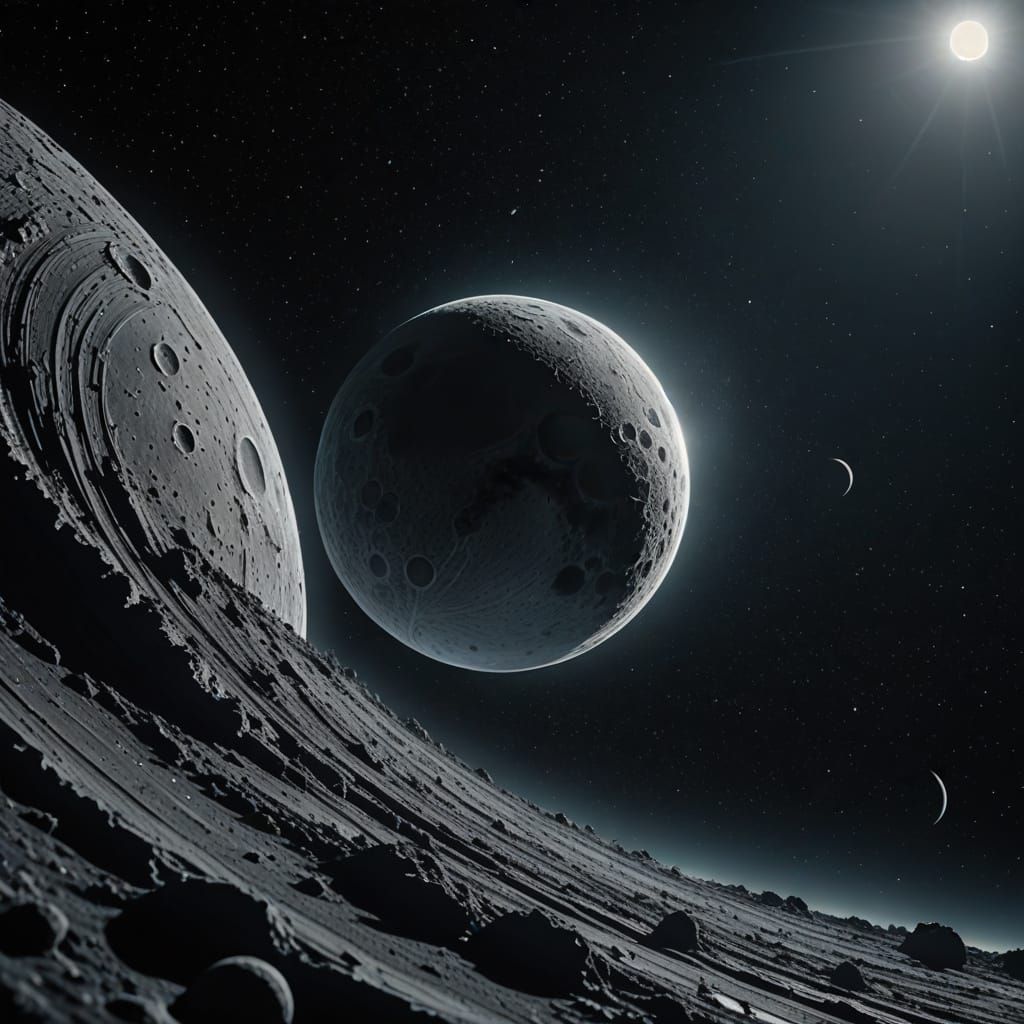 Saturn like Ring on the moon photo hd8k