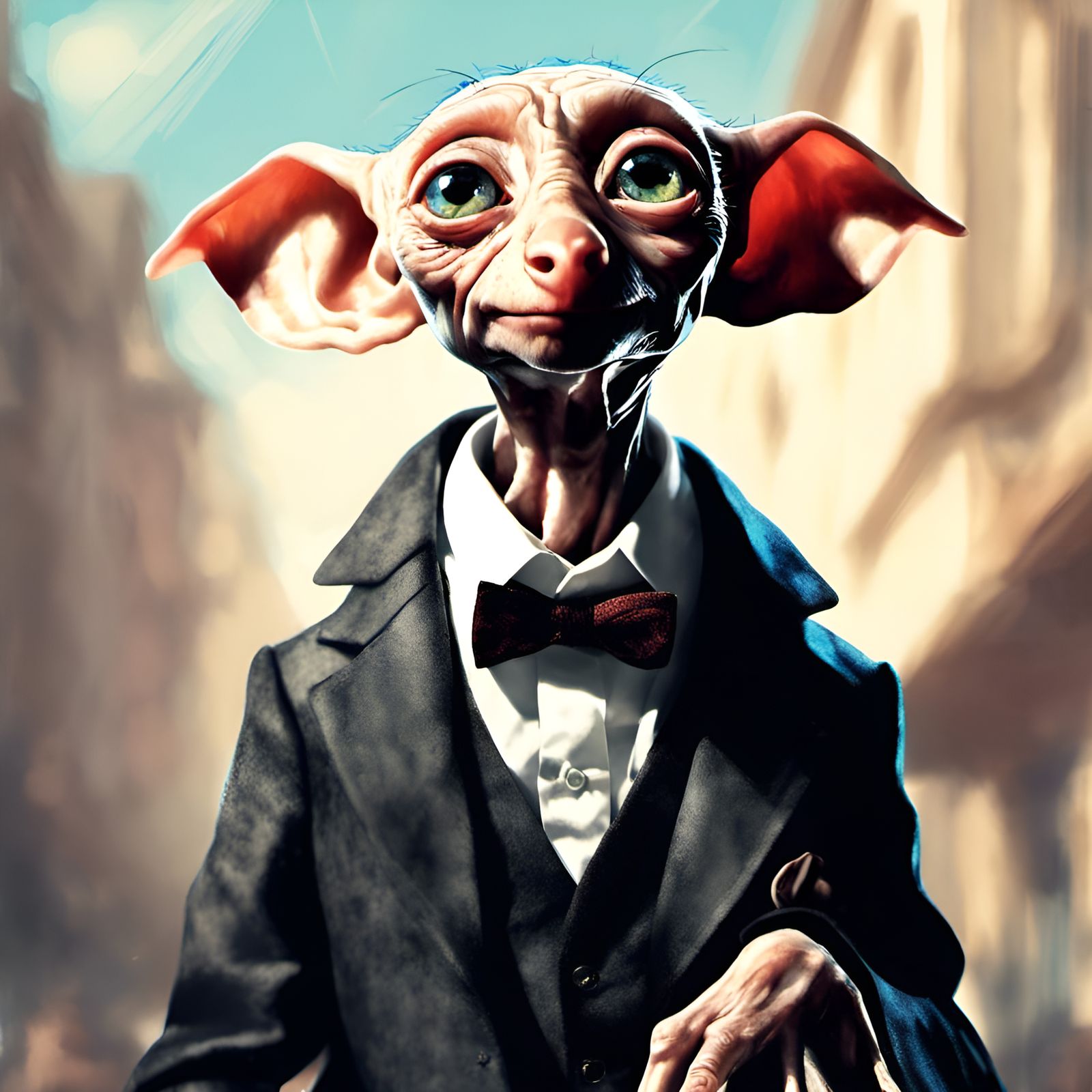Dobby in Tuxedo: Digital Portrait