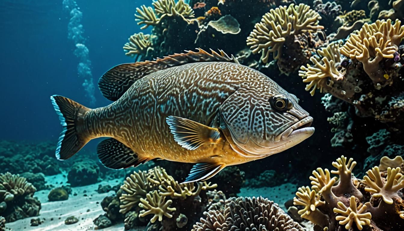 Grouper Fish in Clear Mediterranean Sea
