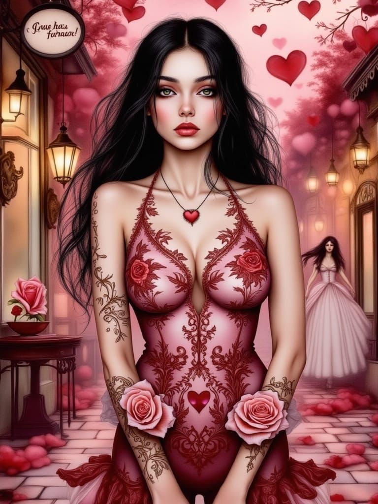 Romantic Whispers in Whimsical Evening Streets