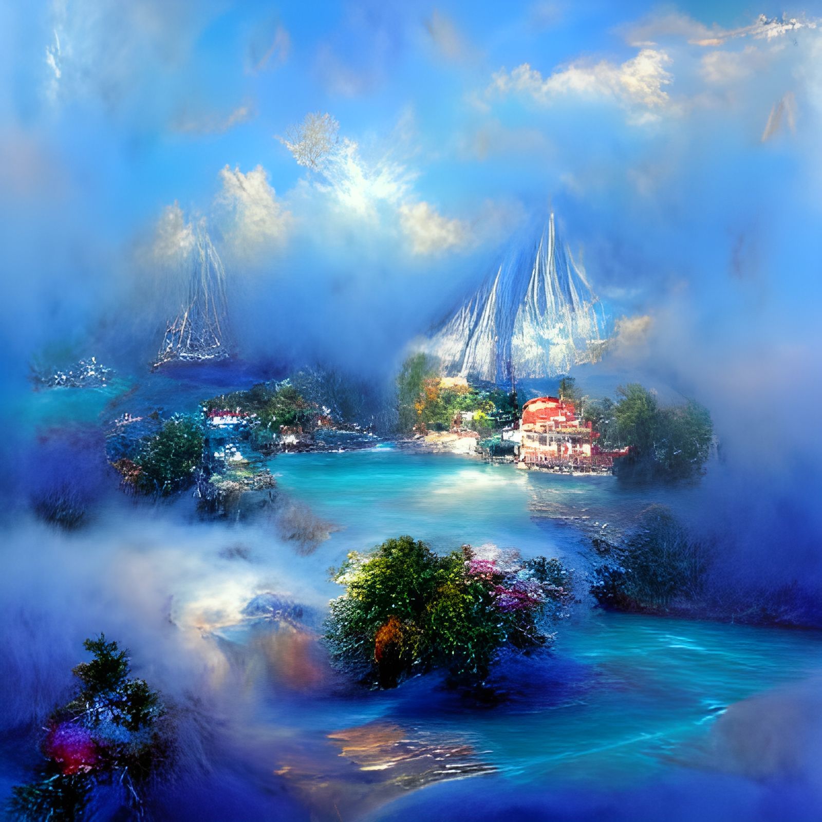 Ethereal Caribbean Blue Fantasy Landscape