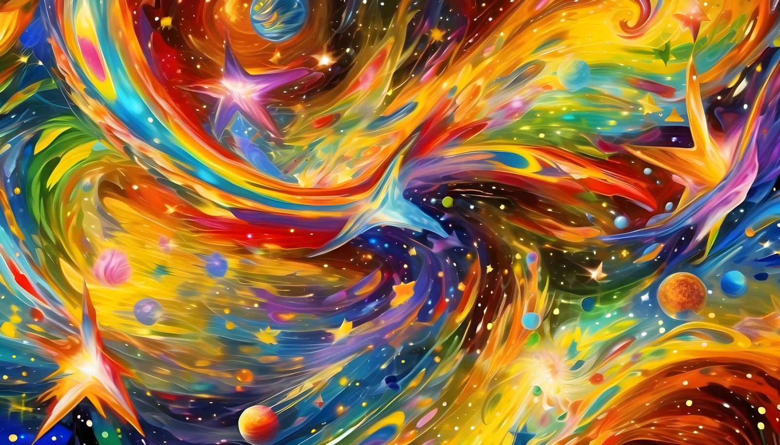 Surreal Cosmic Vortex of Interconnected 3D Stars