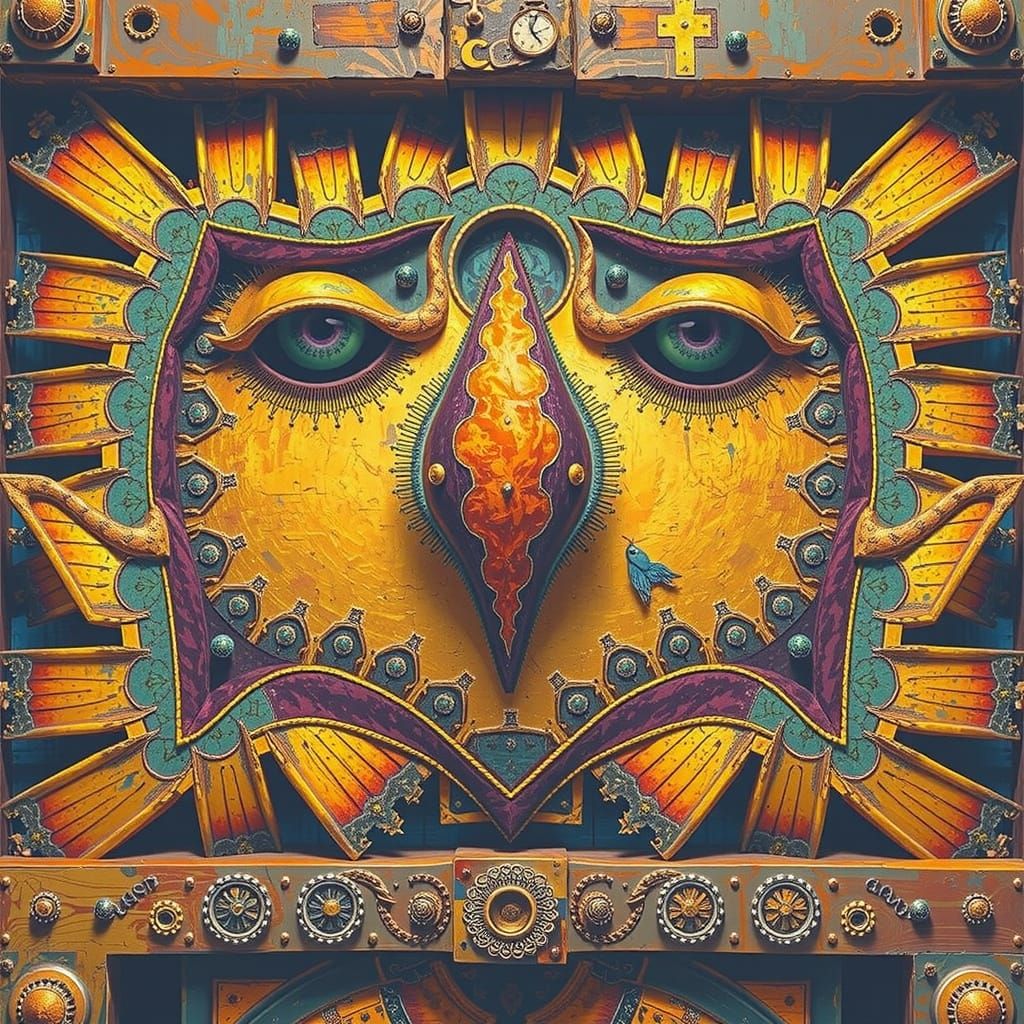 Vibrant Geometric Hyperrealism in Vermillion and Violet