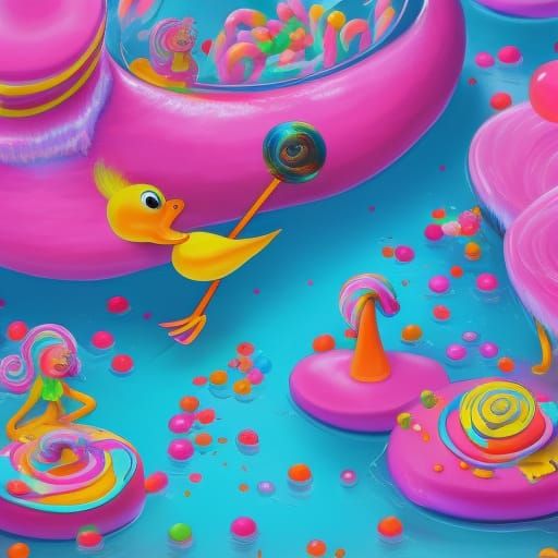 Candy Art: Rioting Ducks Dancing with DJ Girl