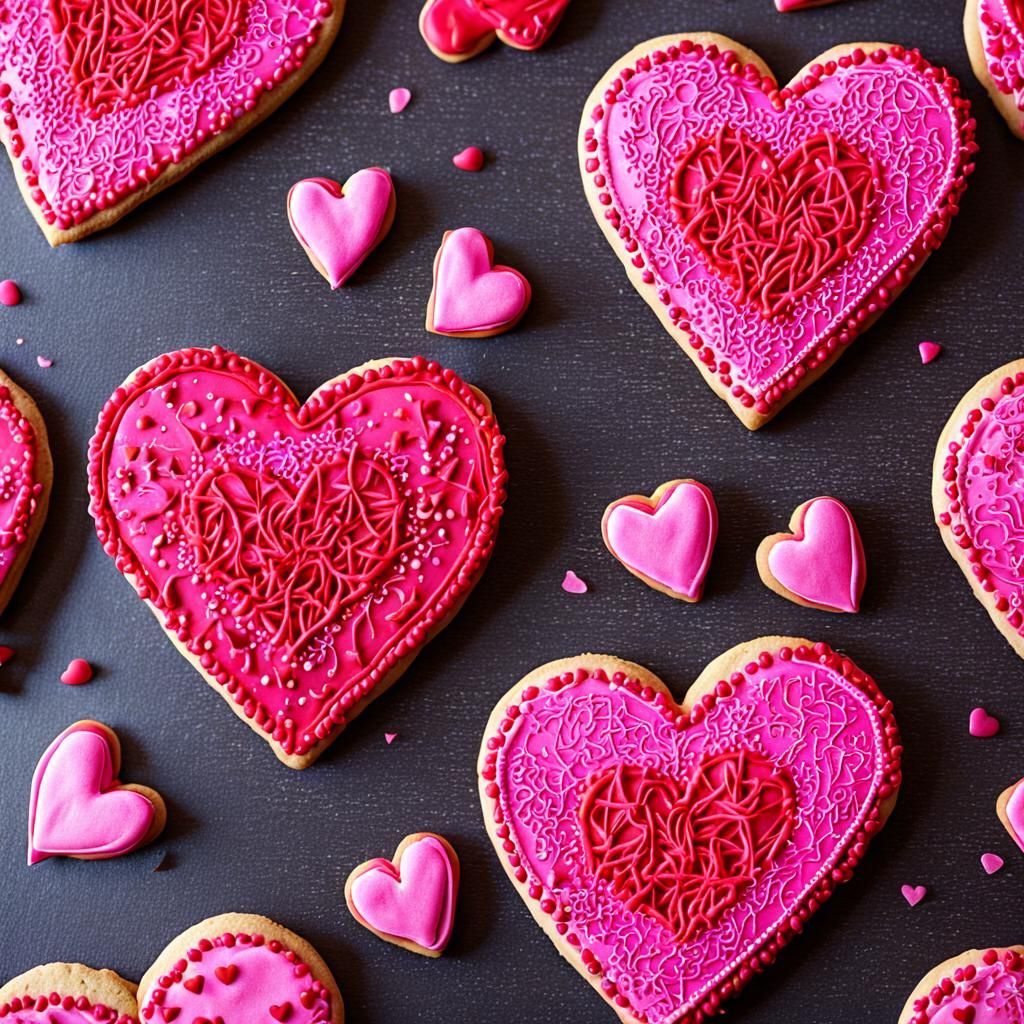 Magenta Heart Cookie with Red Accents