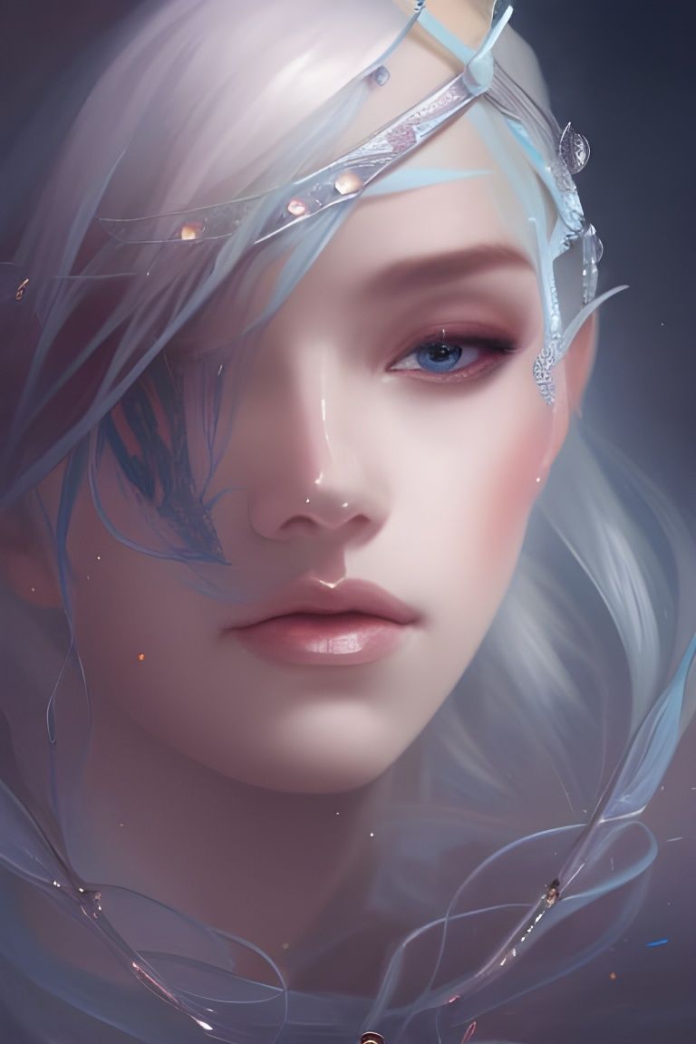 Icy Norse Goddess Portrait in Hyperdetailed Fantasy Art
