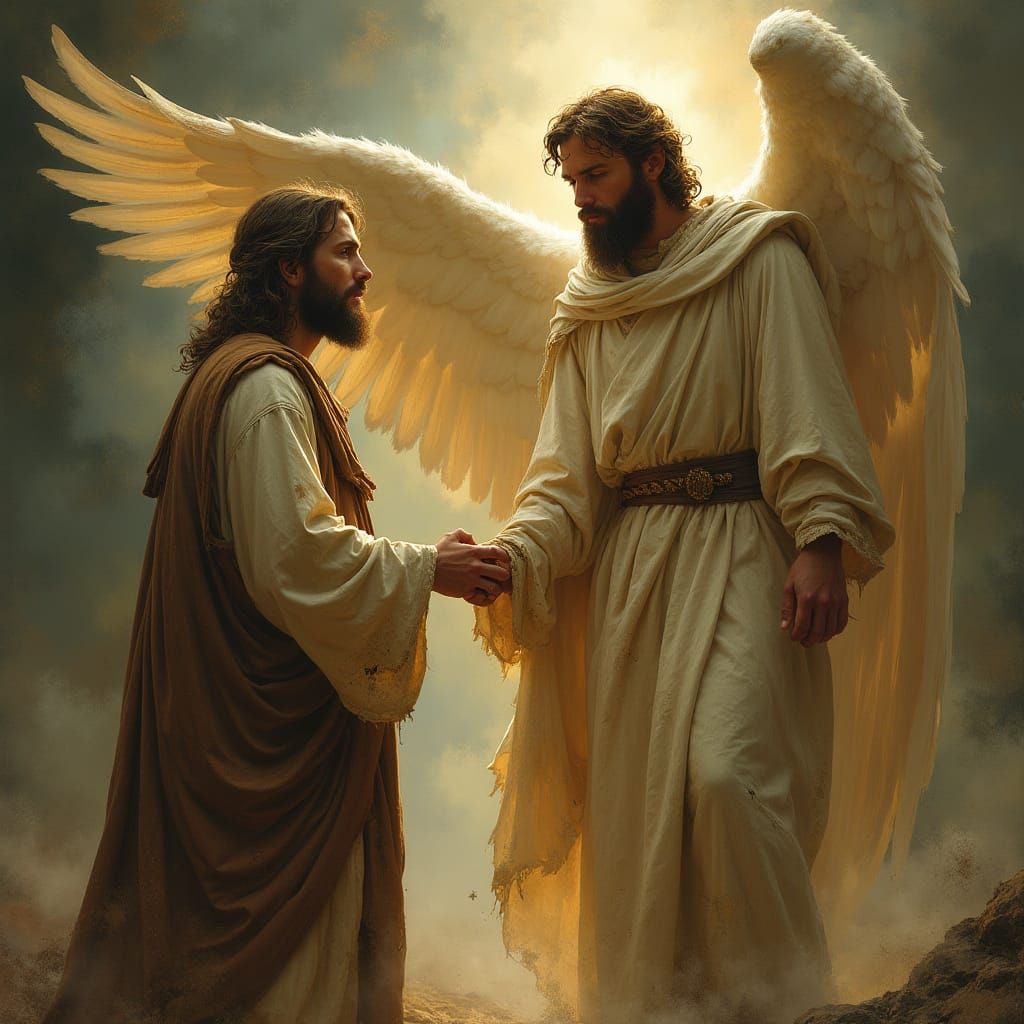 High Priest Joshua in Contrite Reverence Before a Majestic A...