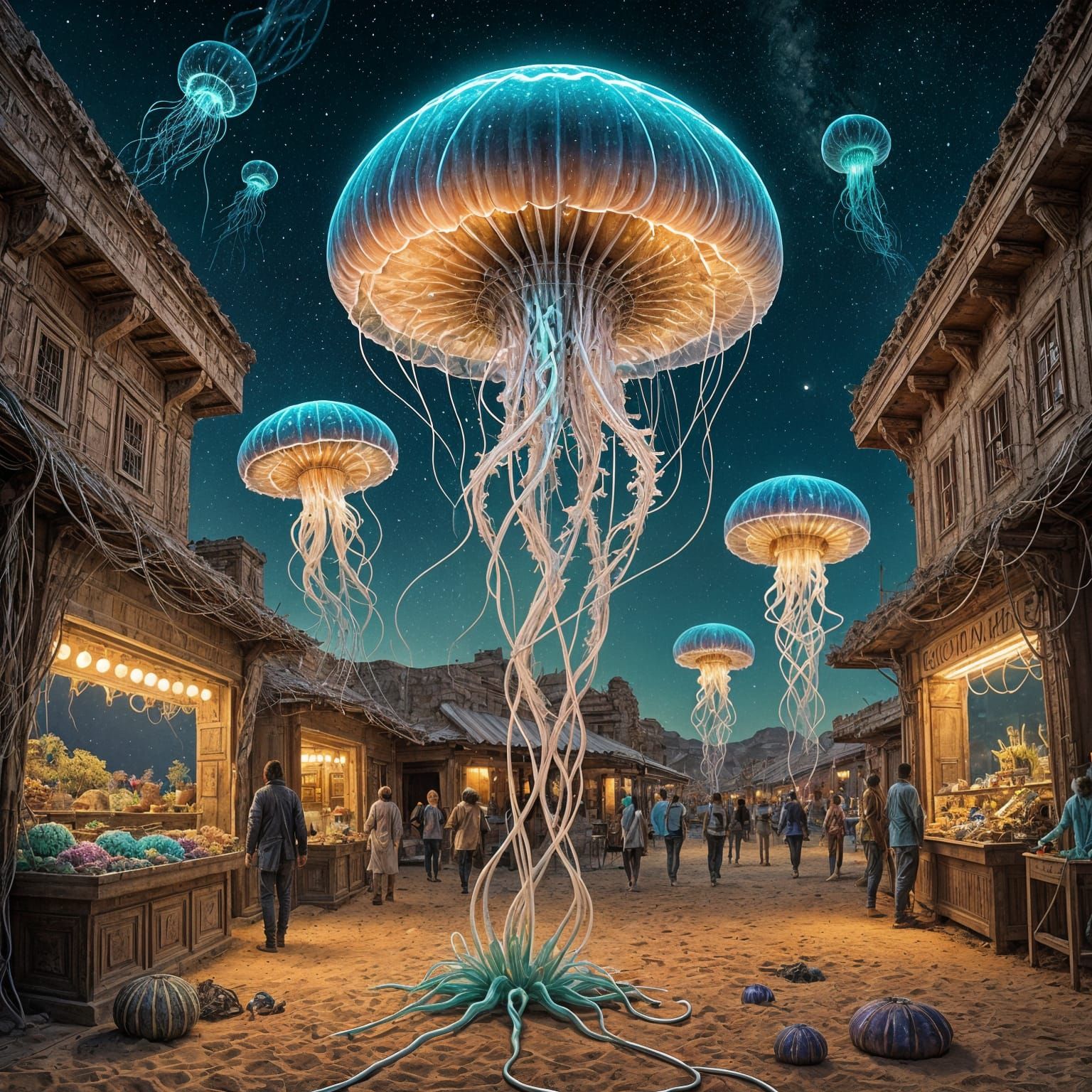 Bioluminescent Jellyfish in Alien Desert Market