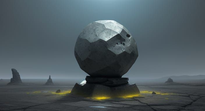 Mysterious Glowing Stone on Desolate Plain