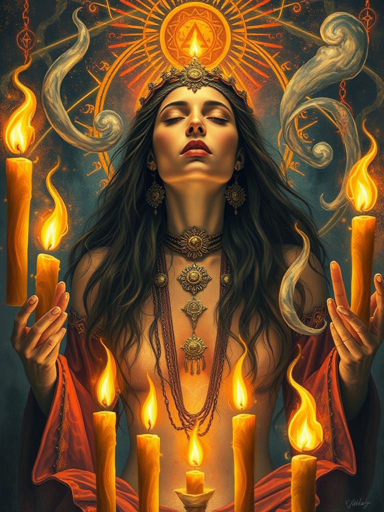 Female Shaman in Trance, Fauvist Dreamscape