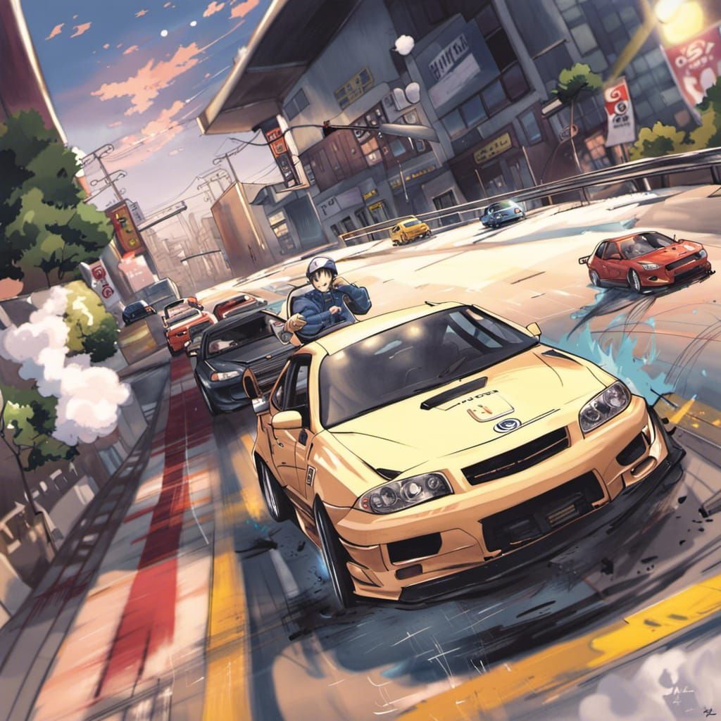 Anime Style Car Drifting Scene
