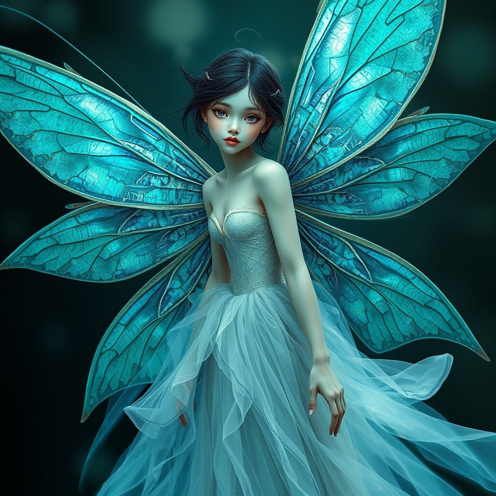 Porcelain Fairy Portrait in Neo-Abstract Pointillism