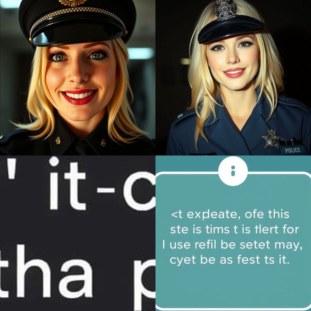 Hypnotized Blonde Police Officer in Cinematic Style