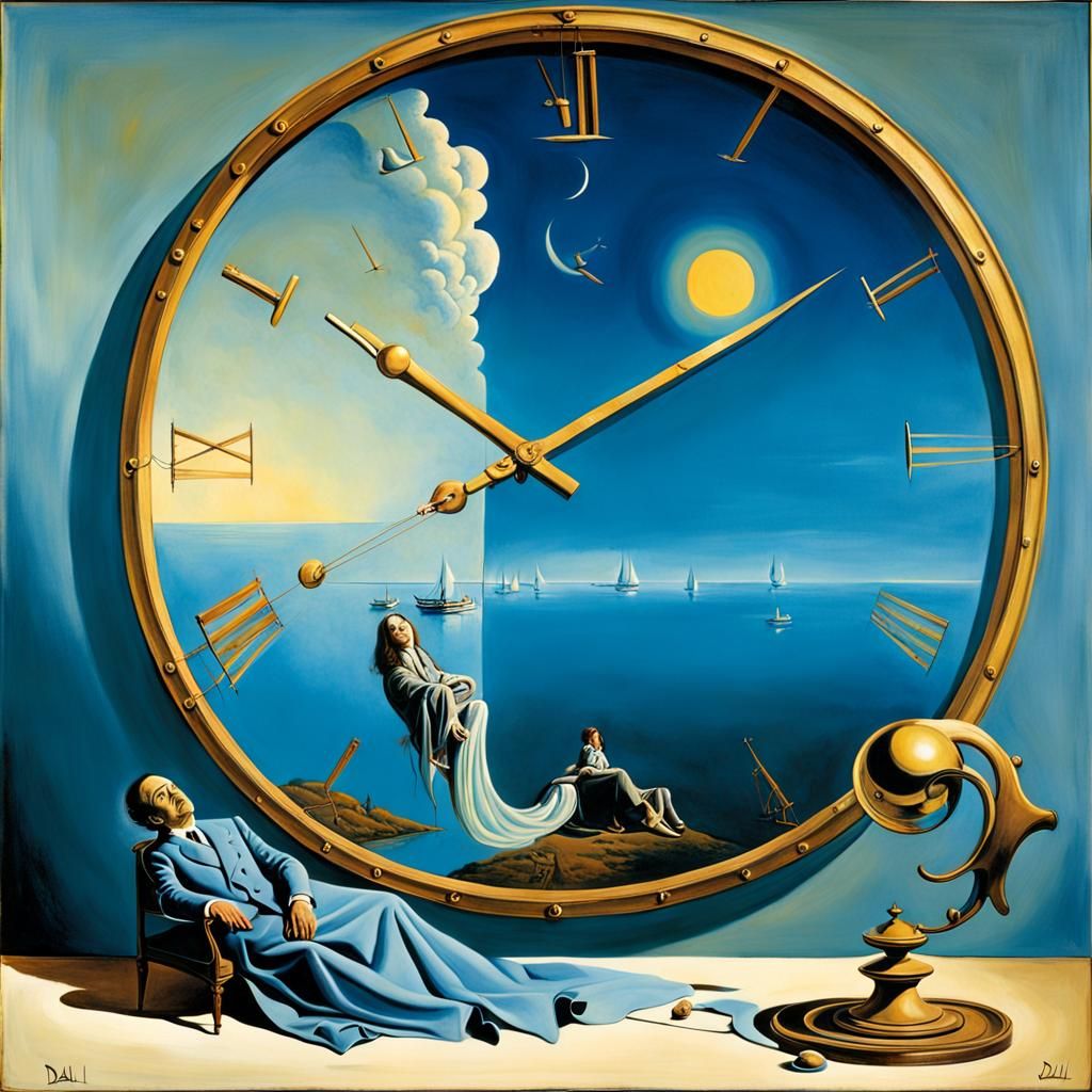 Surreal Melting Clocks in Dali Style