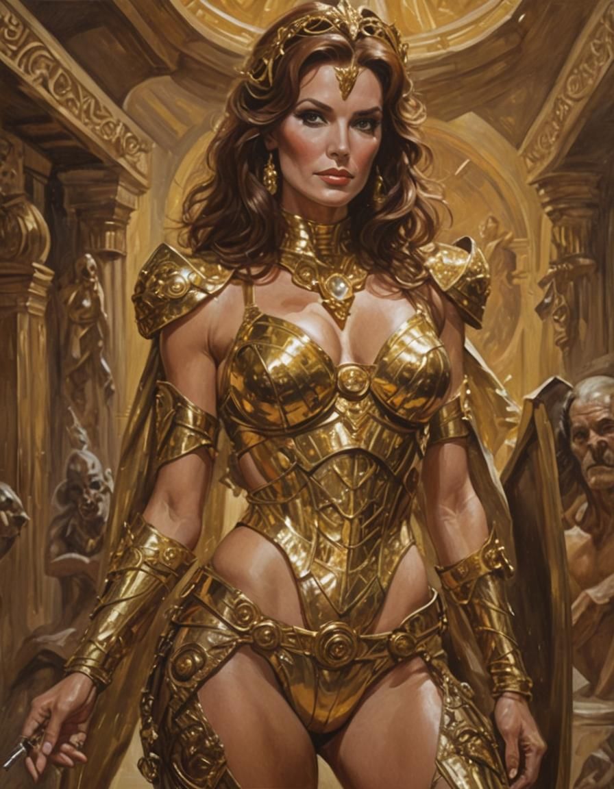 Fantasy Portrait: Woman in Gold Wire Armor