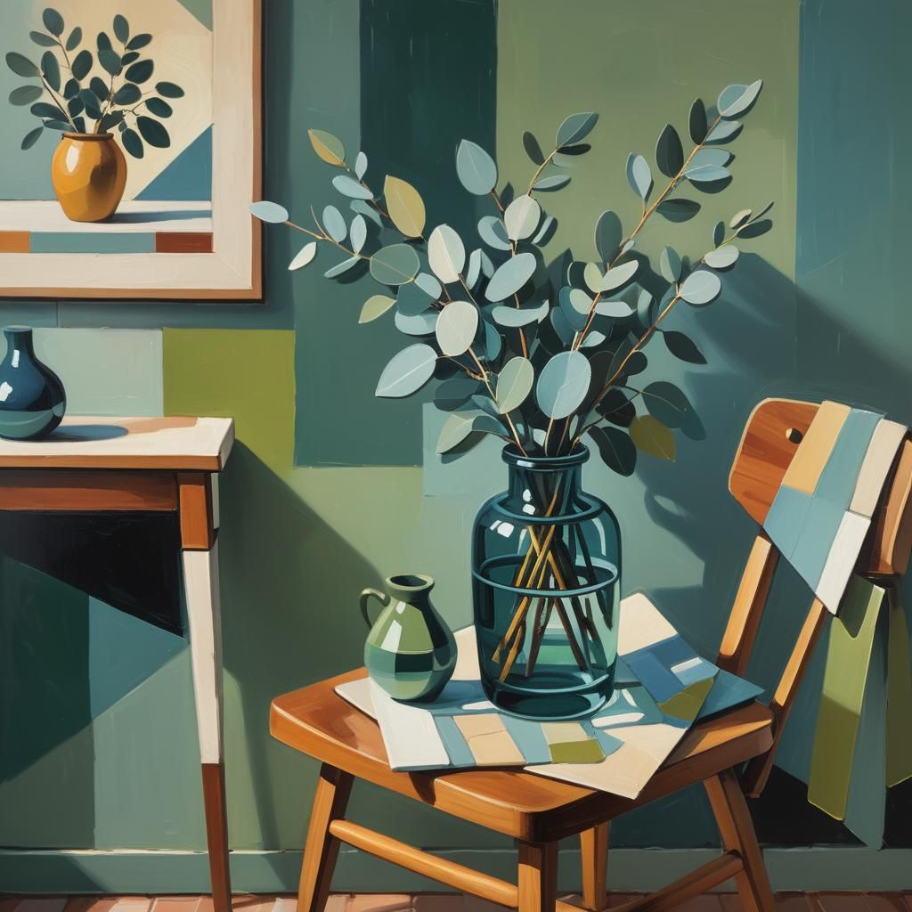 Eucalyptus Still Life in Fauvist Geometric Style
