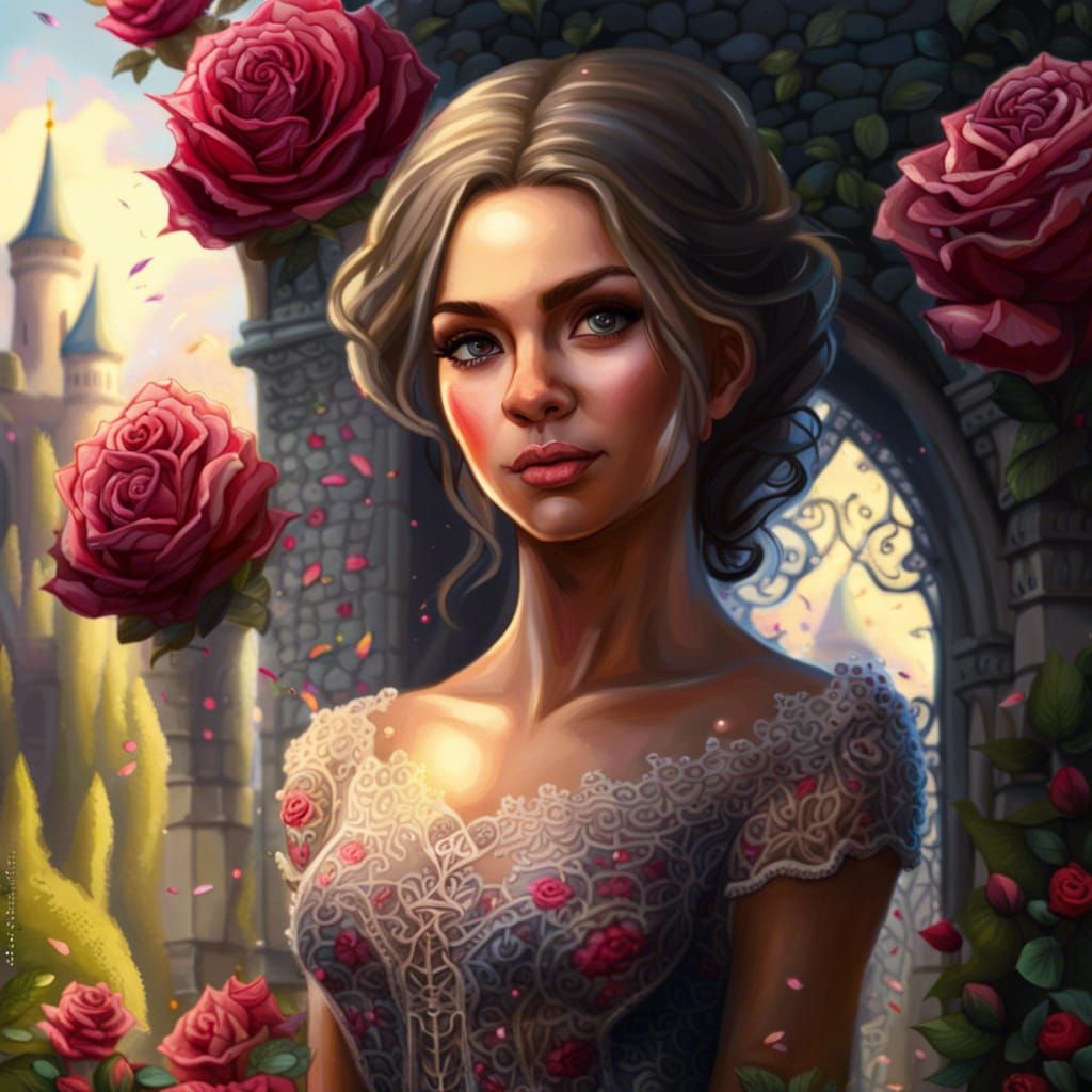 Hyperrealistic Princess in Rose Garden Concept Art
